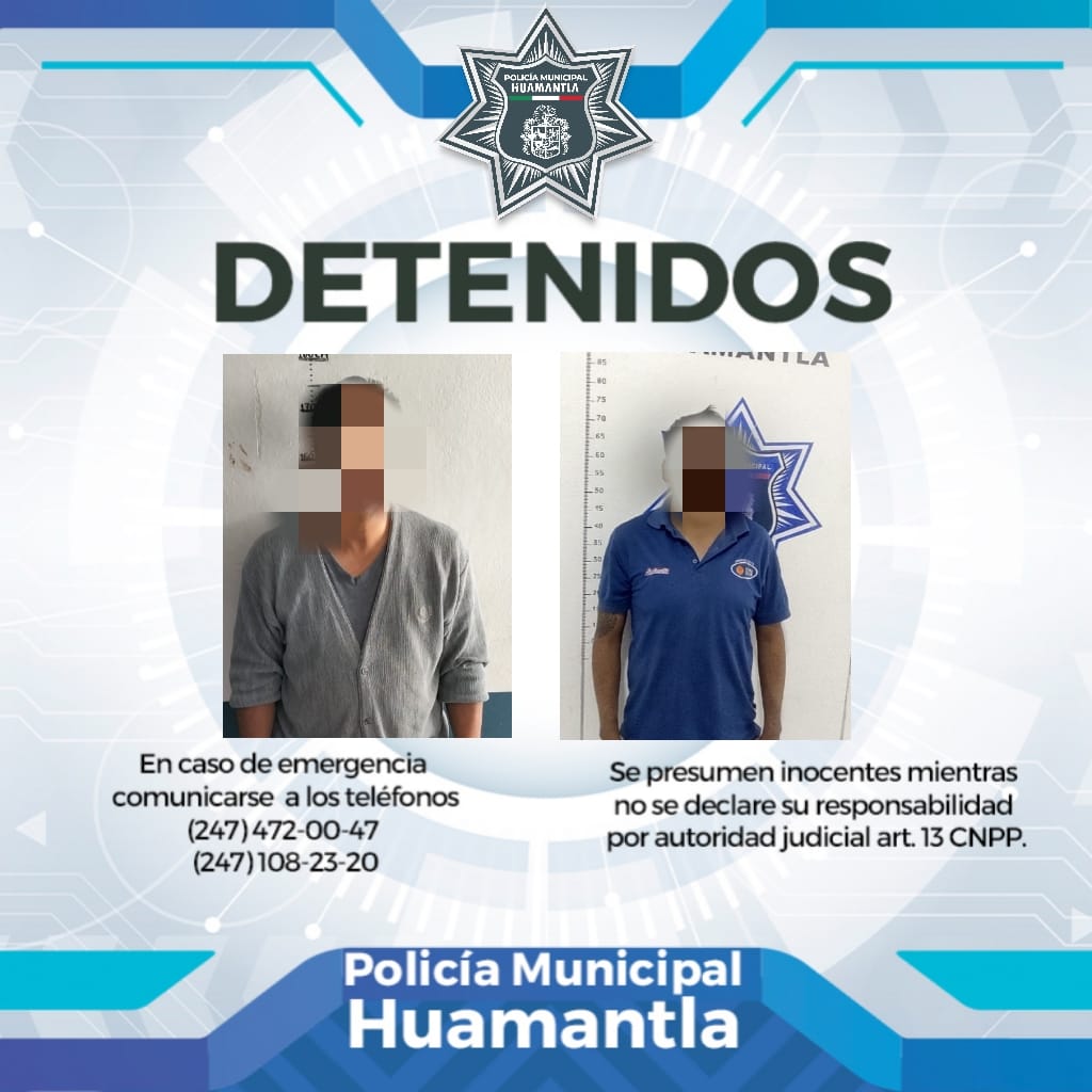 Policía Municipal de Huamantla disuade riña y detiene a dos involucrados